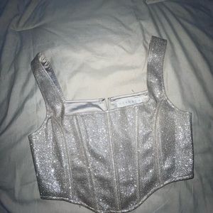 Silver corset crop top